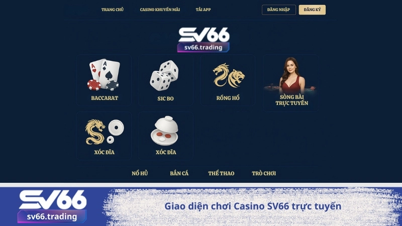 giao diện chơi Casino SV66 trực tuyến