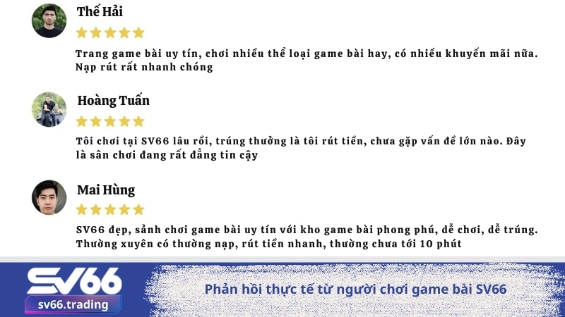 phản hồi thực tế từ người chơi game bài SV66