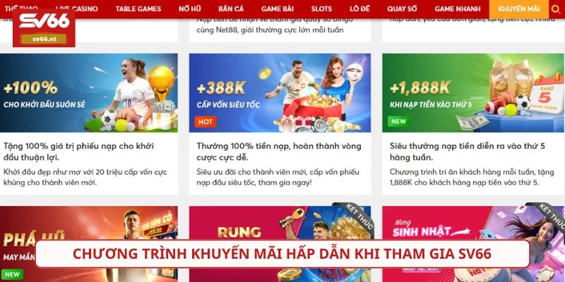 SV66 triển khai nhiều ưu đãi mỗi tháng